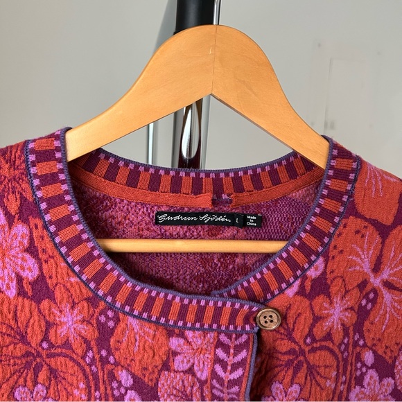 Gudrun Sjoden Ottilia Floral Knjt Coat Jacket Women’s Large - Picture 8 of 13